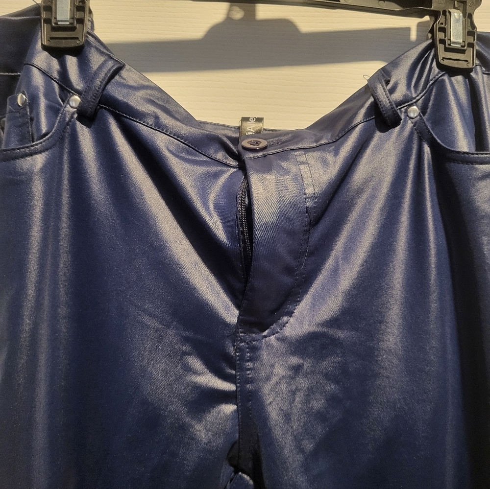 Shiny Blue Jean Style Pants Size Xl
